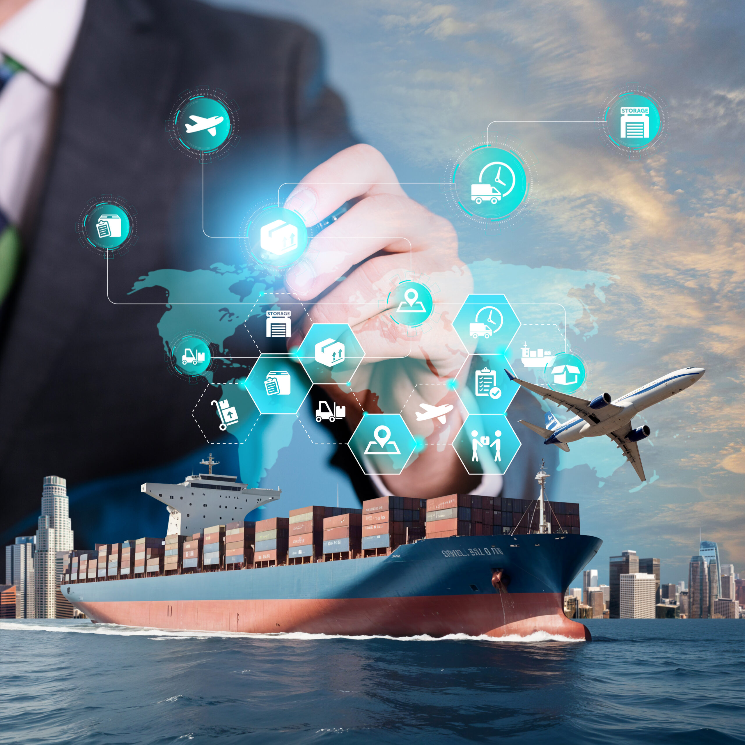 logistics-transports-collage-design